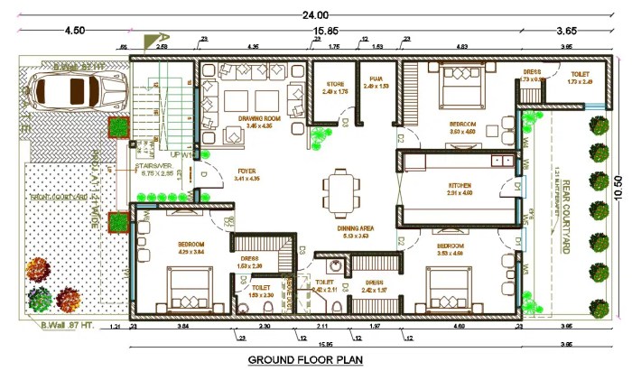 Floor plan house meter square plans ground sqm