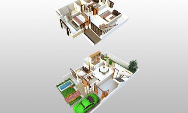 Desain Rumah Lantai 2 Minimalis Modern 3D