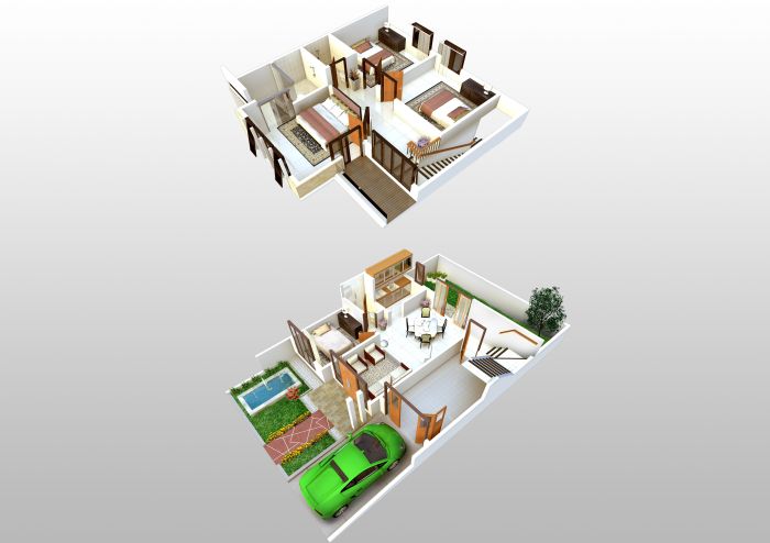 Desain rumah lantai 2 minimalis modern 3d