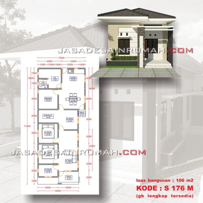 Desain rumah lebar 750m