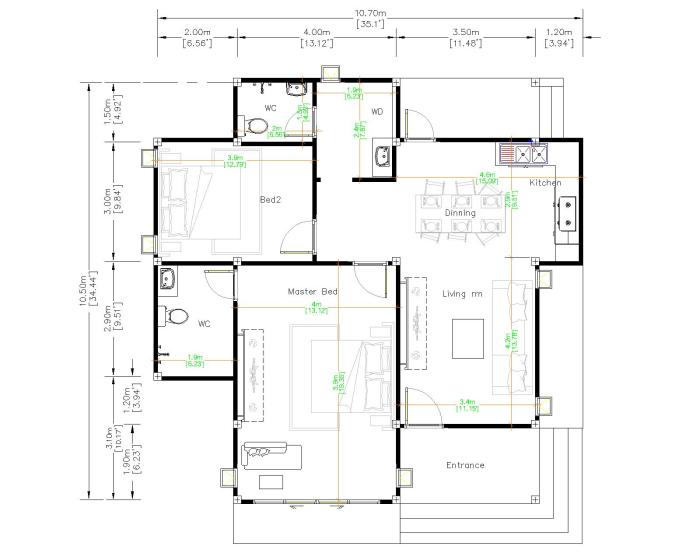 Desain rumah lahan 10 5 x 7